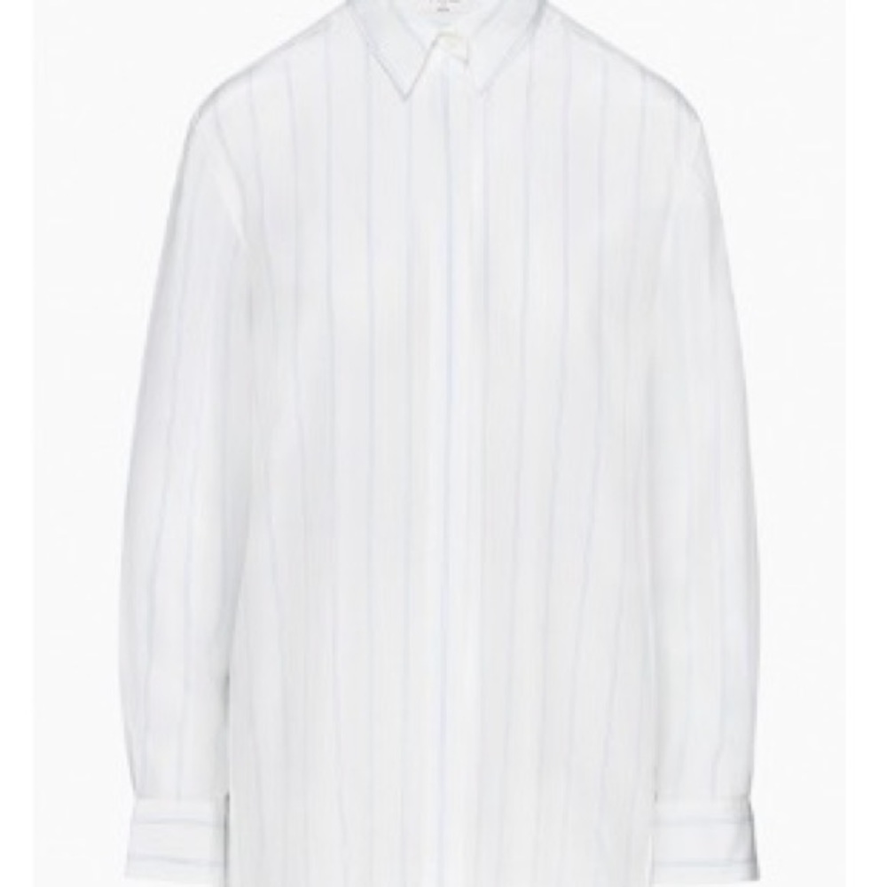 Aritzia Babaton White Striped Button Down Shirt